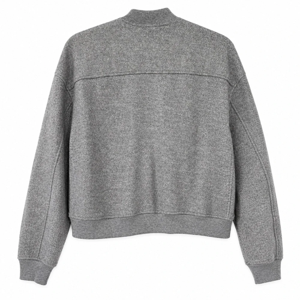 Madewell Wool-Blend Varsity Jacket Womens Medium Grey Excellent CK489 Bomber